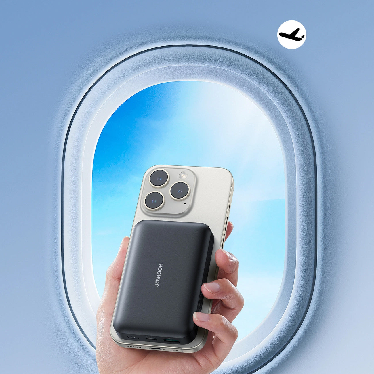 Langaton ulkoinen akku Joyroom JR-W020, 10000mAh, 20W, QC + PD + FQI, 1 x QI - 1 x USB-A - 1 x USB-C, Musta