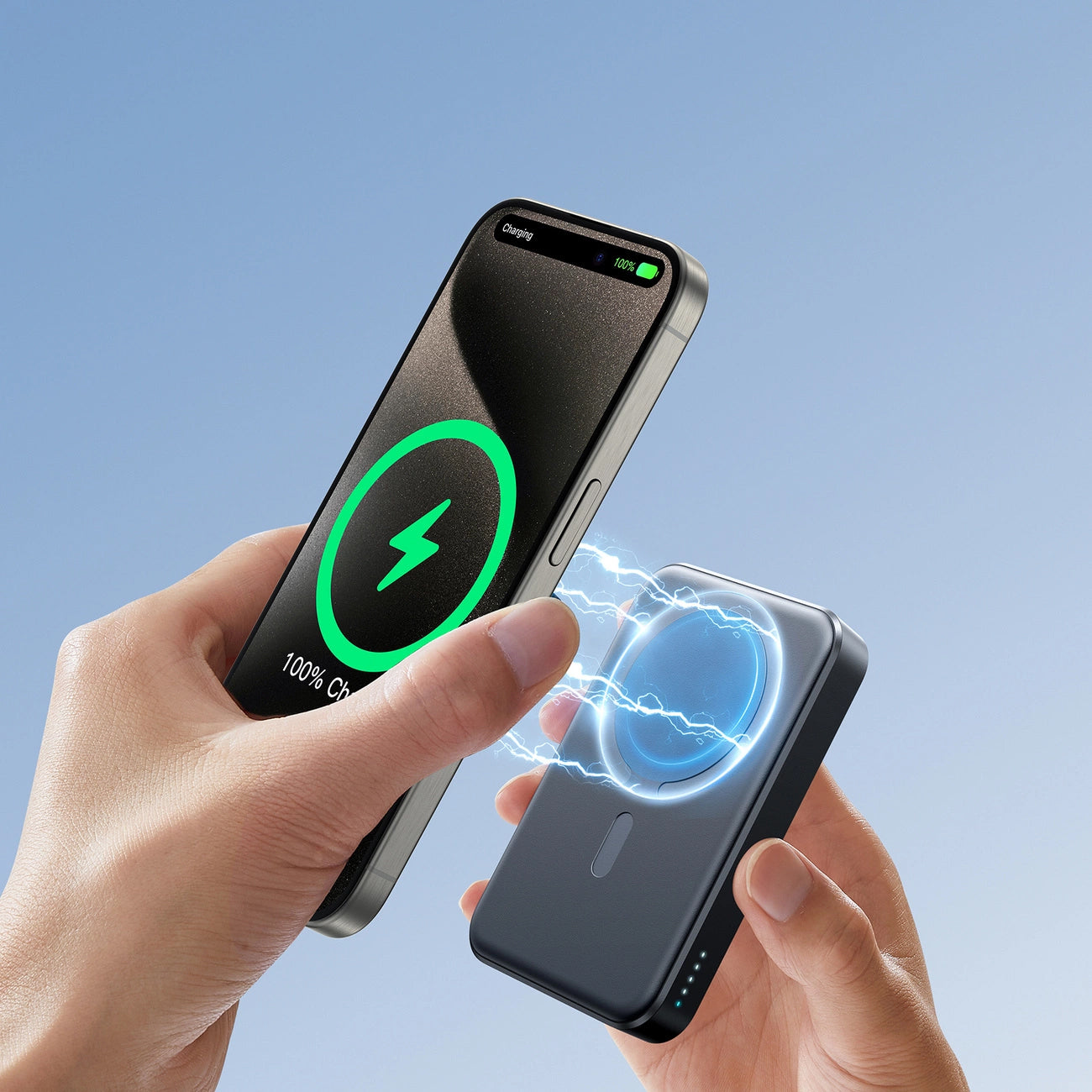 Langaton ulkoinen akku Joyroom JR-W020, 10000mAh, 20W, QC + PD + FQI, 1 x QI - 1 x USB-A - 1 x USB-C, Musta