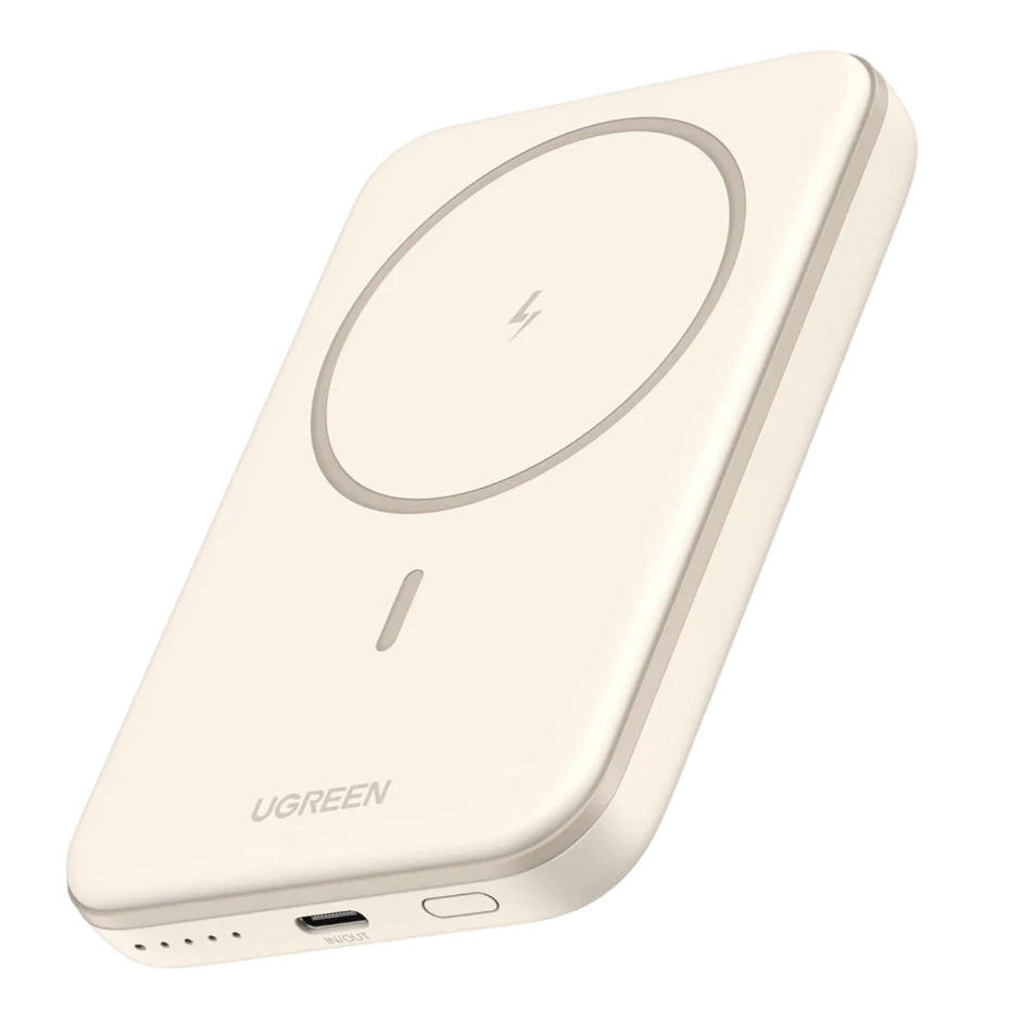 Langaton ulkoinen akku UGREEN PB560, 5000mAh, 15W, PD + QI, 1 x QI - 1 x USB-C, Beige