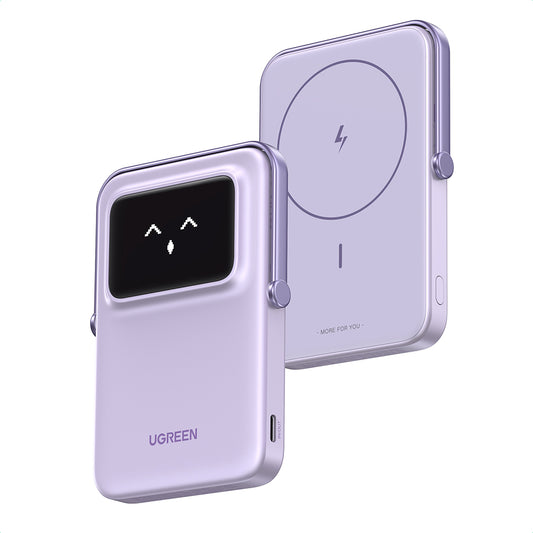 UGREEN PB571 Uno langaton ulkoinen akku, 5000mAh, 20W, PD + FQI, 1 x QI - 1 x USB-C, Violetti