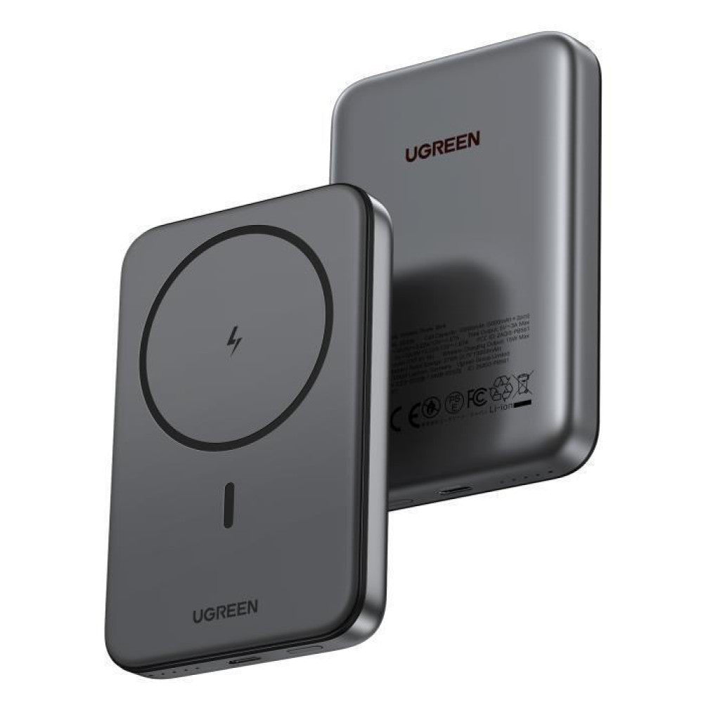 Langaton ulkoinen akku UGREEN PB561, 10000mAh, 20W, PD + FQI, 1 x QI - 1 x USB-C, Musta