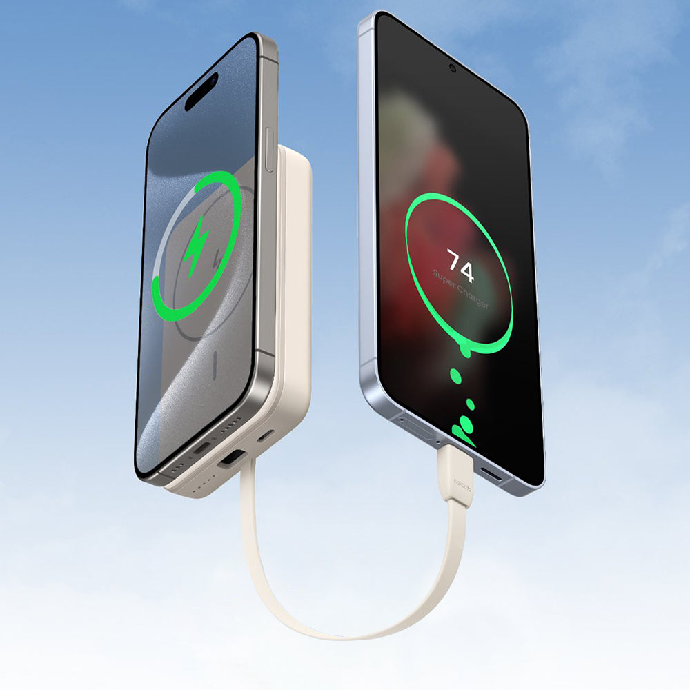 UGREEN PB760 Langaton Ulkoinen Akku, 10000mAh, 20W, PD + FQI, 1 x QI - 1 x USB-C, Beige