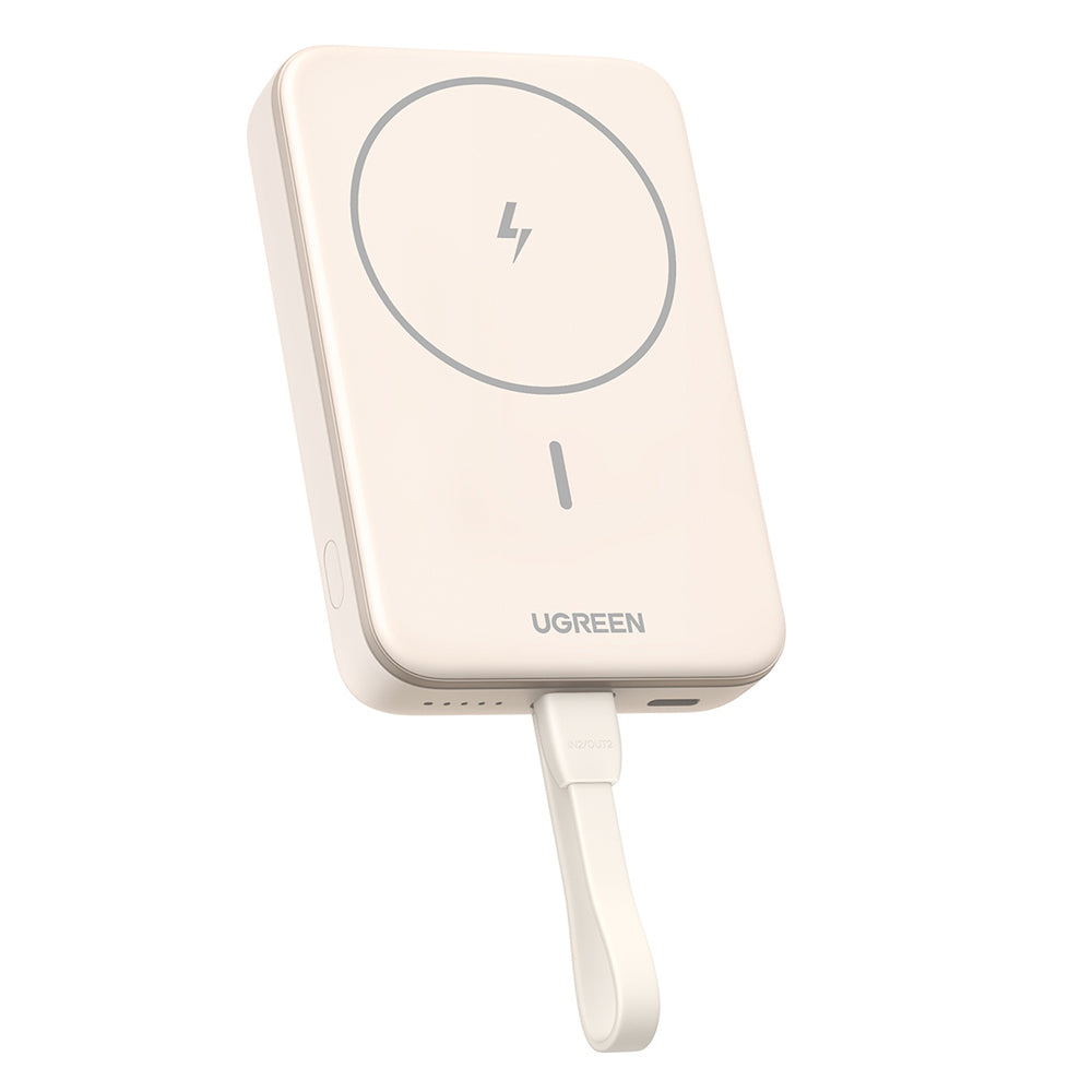 UGREEN PB760 Langaton Ulkoinen Akku, 10000mAh, 20W, PD + FQI, 1 x QI - 1 x USB-C, Beige