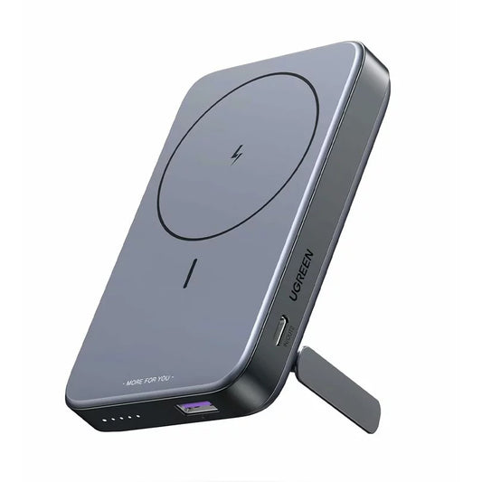 UGREEN PB206 Langaton ulkoinen akku, 10000mAh, 20W, QC + PD + FQI, 1 x QI - 1 x USB-A - 1 x USB-C, harmaa