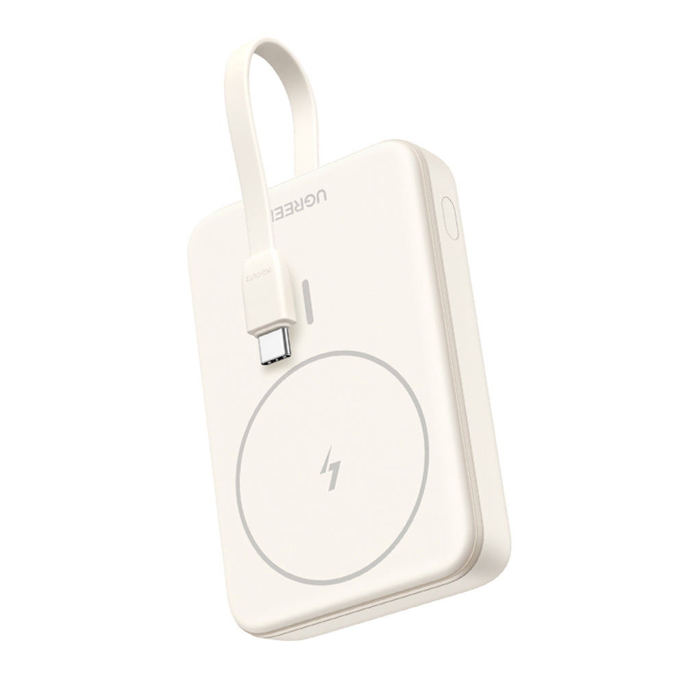 UGREEN PB760 Langaton Ulkoinen Akku, 10000mAh, 20W, PD + FQI, 1 x QI - 1 x USB-C, Beige