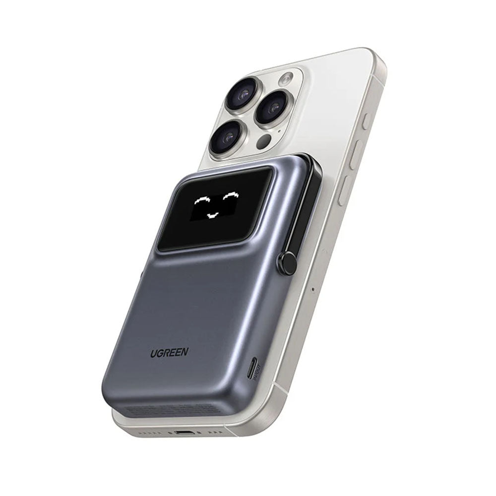 UGREEN PB764 Uno langaton ulkoinen akku, 10000mAh, 20W, PD + FQI, 1 x QI - 1 x USB-C, Harmaa