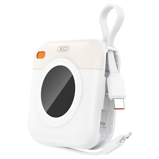XO Design PR258 Ulkoinen Akku, 10000mAh, 20W, QC + PD, 1 x Lightning - 1 x USB-C, Beige