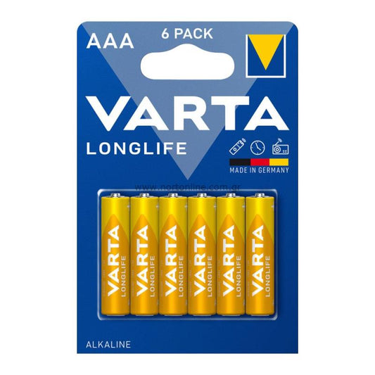 Varta Longlife 4103 paristot ja akut, AAA / LR3, 6 kpl:n sarja