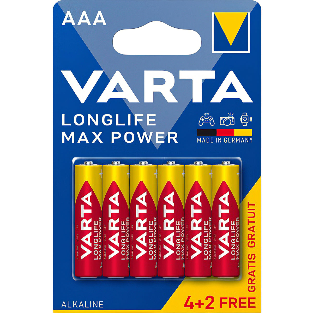 Varta Longlife Max Power Max Power 4703 paristot ja akut, AAA / LR3, 6 kpl:n sarja