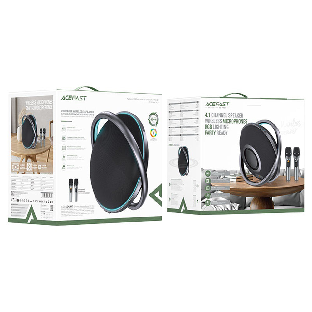 Bluetooth-kaiutin Acefast Karaoke K5 Max, 350W, TWS, RGB, vedenkestävä, musta