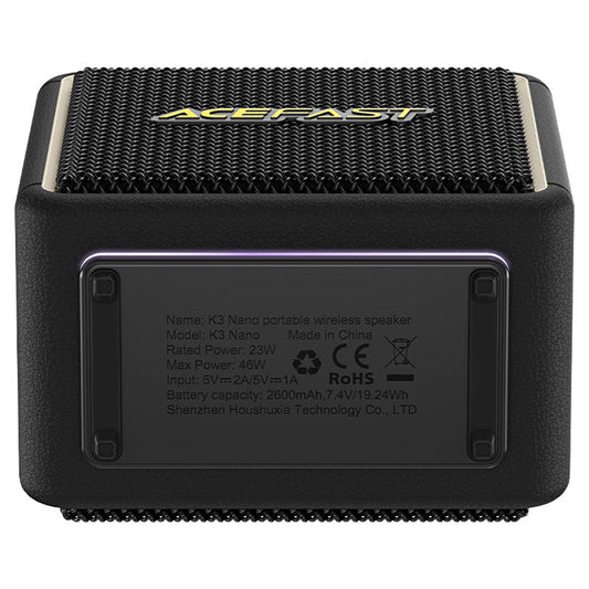 Acefast K3 Nano Portable Bluetooth Speaker, 1 x 30W - 1 x 16W, RGB, Waterproof, Black