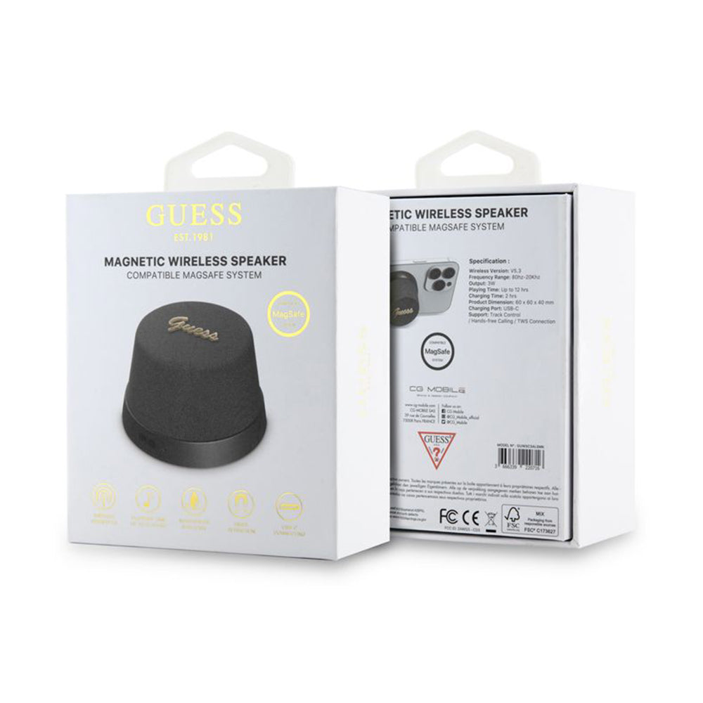 Bluetooth-kaiutin Guess Stand Magnetic Script Metal, 3W, Musta