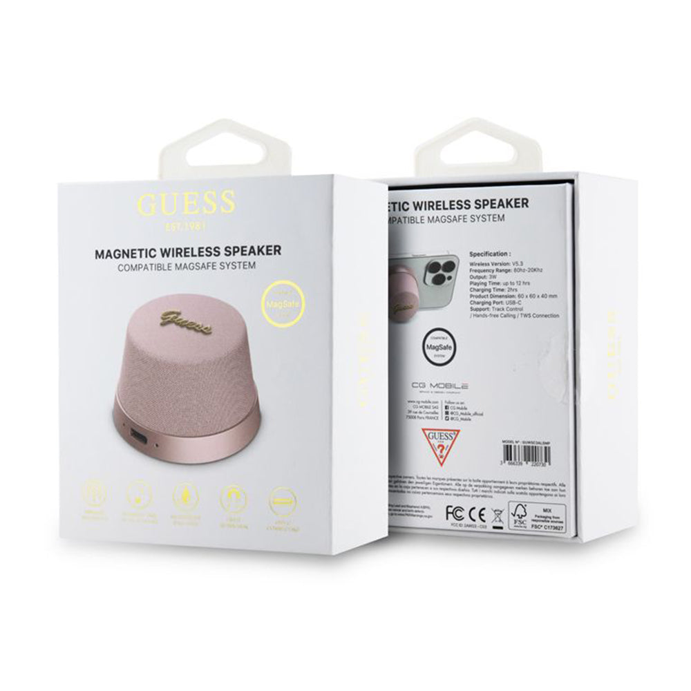Kannettava Bluetooth-kaiutin Guess Stand Magnetic Script Metal, 3W, Vaaleanpunainen