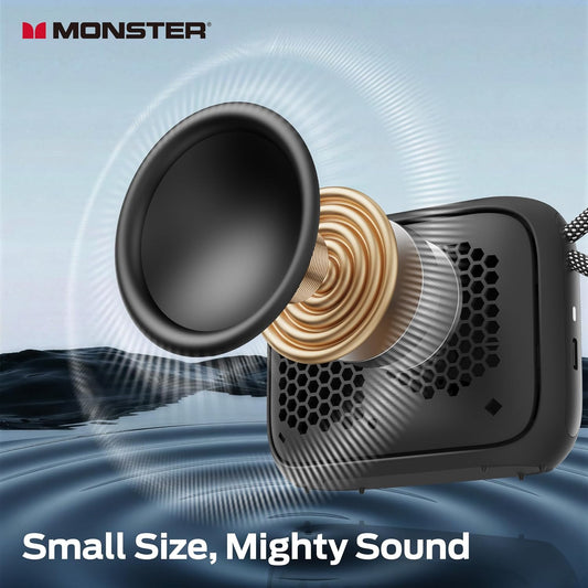 Kannettava Bluetooth-kaiutin Monster S520, 5W, TWS, RGB, vedenpitävä, musta