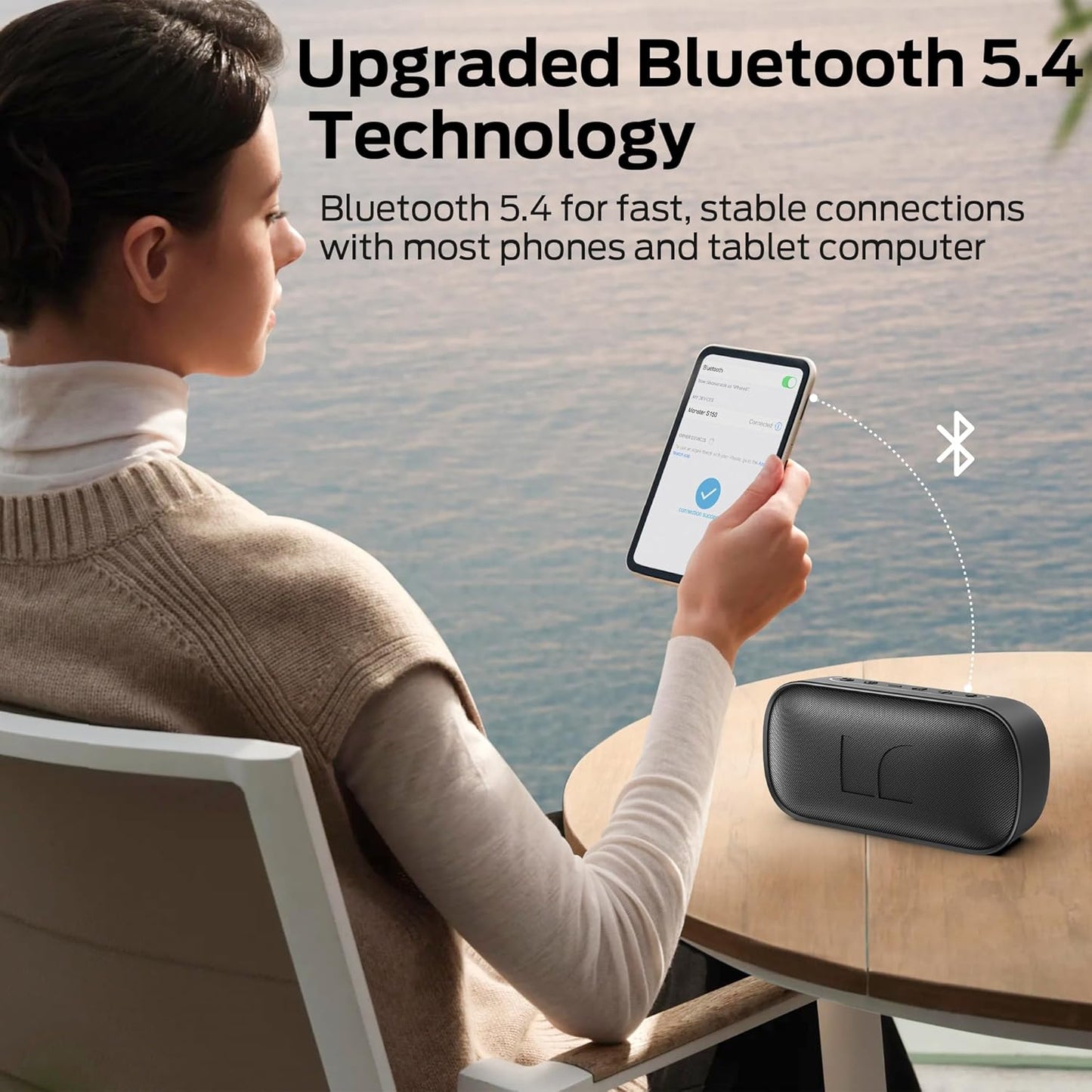 Kannettava Bluetooth-kaiutin Monster S150, 14W, TWS, RGB, vedenkestävä, musta