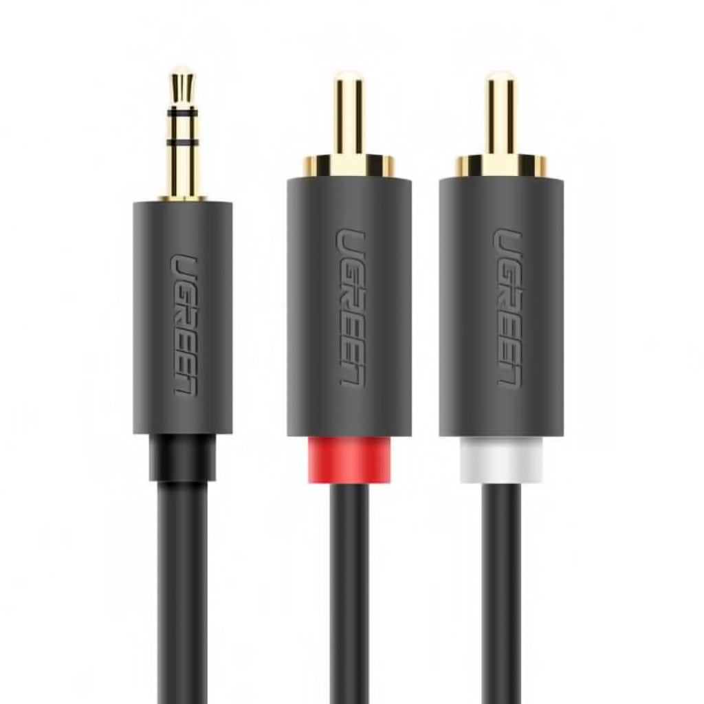 Audiojohto 3.5mm - 2 x RCA UGREEN AV102, 5m, Harmaa