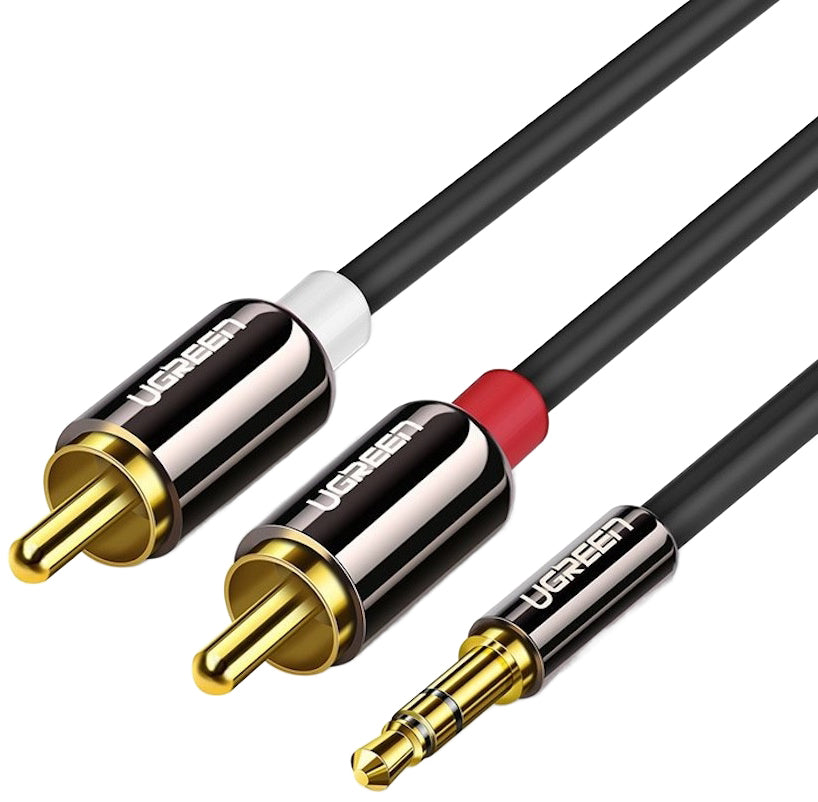 Audiojohto 3.5mm - 2 x RCA UGREEN AV116, 1.5m, Musta