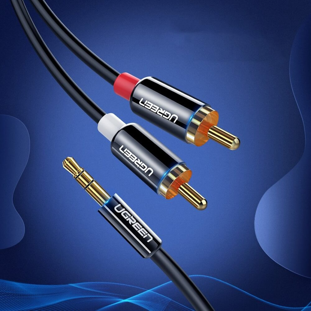 Audiojohto 3.5mm - 2 x RCA UGREEN AV116, 1.5m, Musta