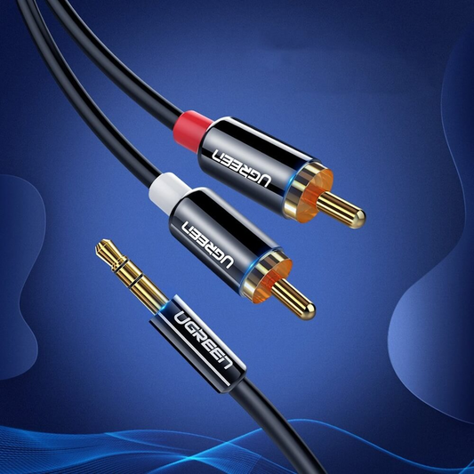 Audiojohto 3.5mm - 2 x RCA UGREEN AV116, 5m, Musta