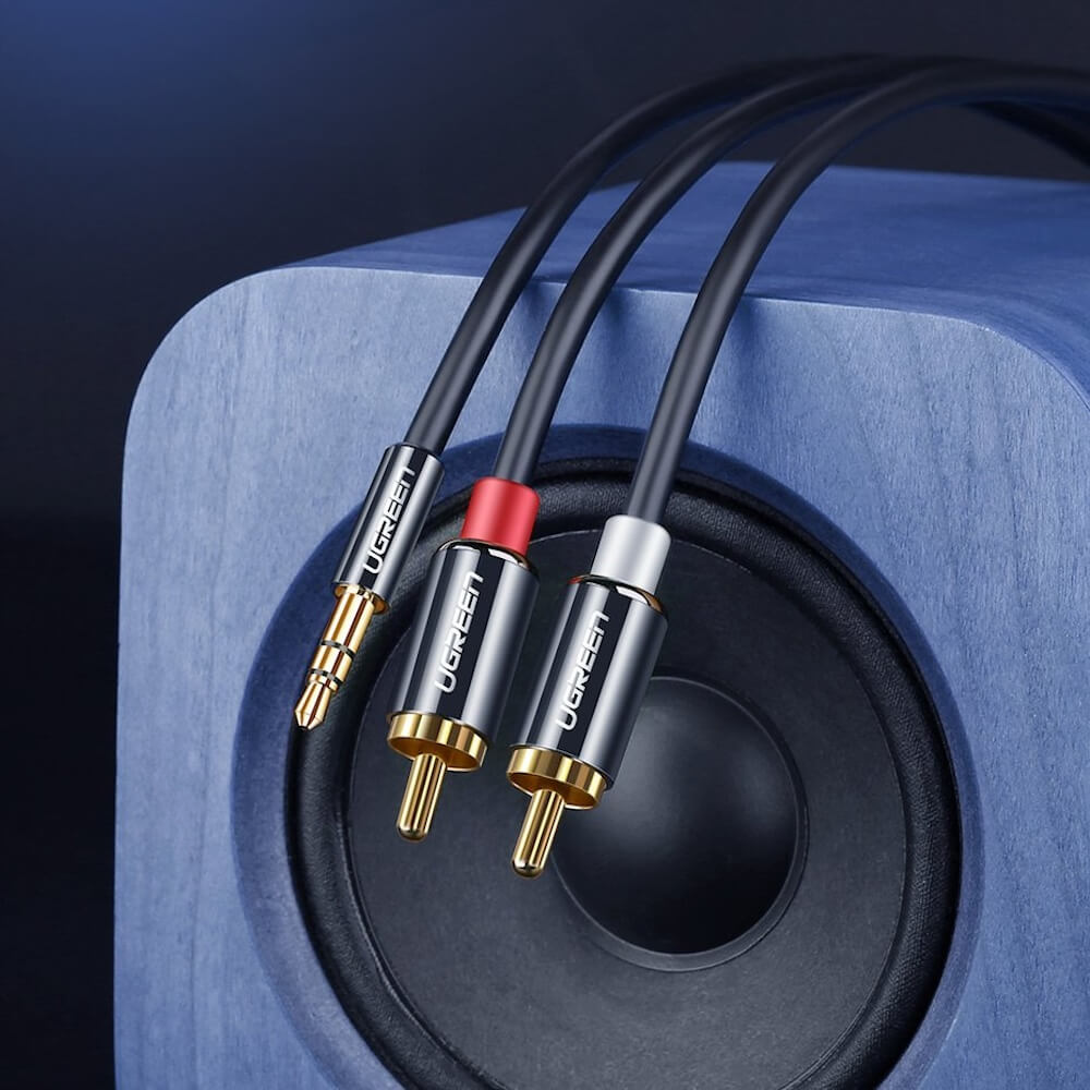 Audiojohto 3.5mm - 2 x RCA UGREEN AV116, 1.5m, Musta
