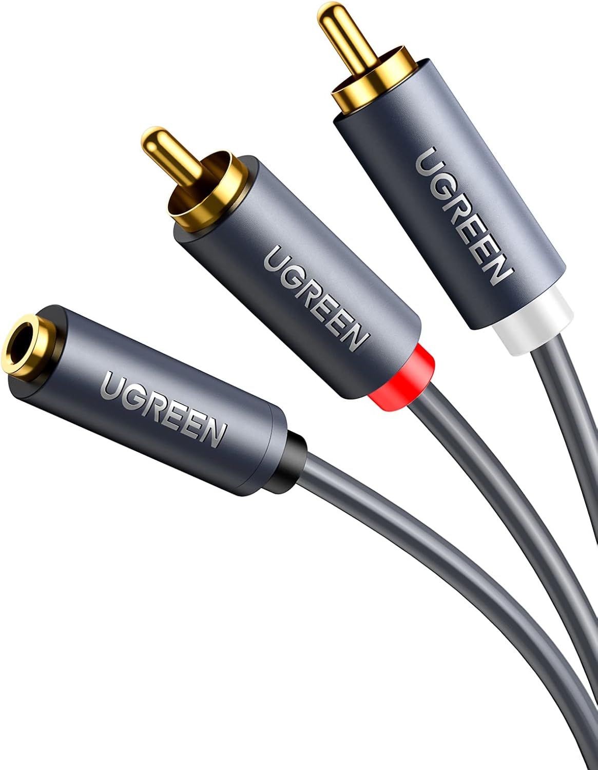Audiojohto 3.5mm - 2 x RCA UGREEN AV102, 1m, Harmaa