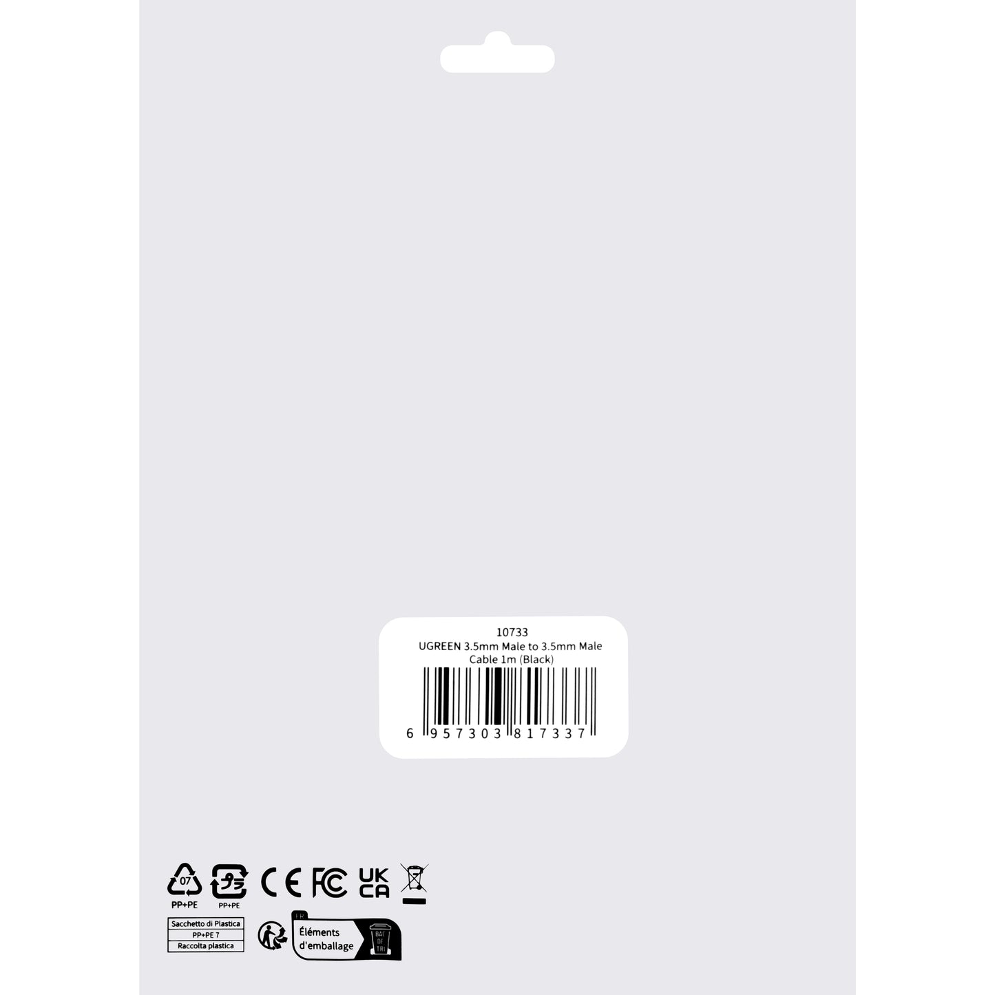 Audiojohto 3.5mm - 3.5mm UGREEN AV119, 1m, Musta