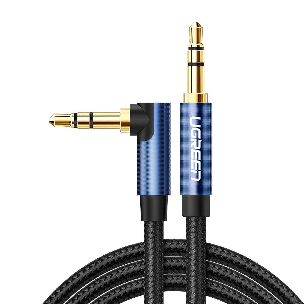 Audiojohto 3.5mm - 3.5mm UGREEN AV112 Kulma, 1m, Sininen