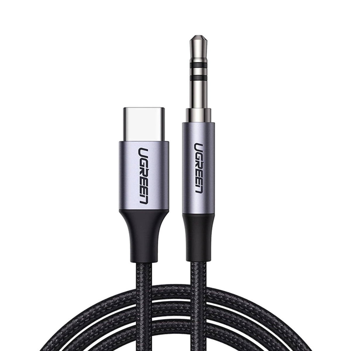 USB-C - 3.5mm UGREEN AV143 -audiokaapeli, 1m, Harmaa