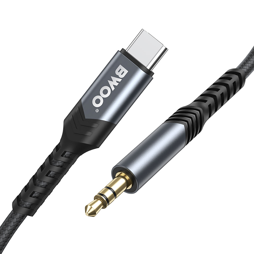 USB-C - 3.5mm BWOO BO-AUX066 -audiokaapeli, 1.2m, Musta