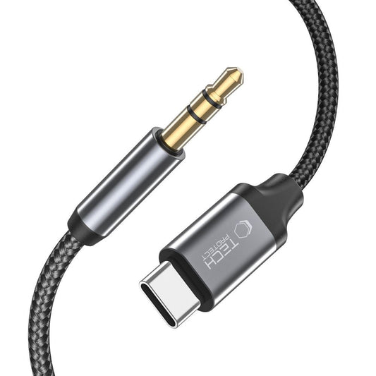 USB-C - 3.5mm Tech-Protect Ultraboost -audiokaapeli, 1m, Musta