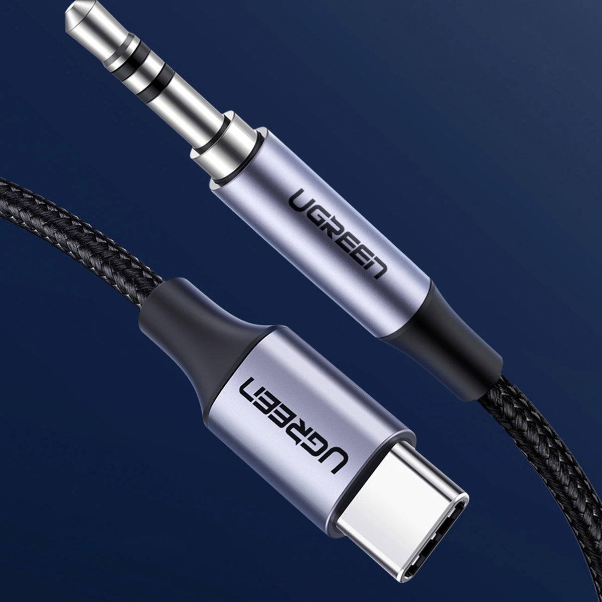 USB-C - 3.5mm UGREEN AV143 -audiokaapeli, 1m, Harmaa