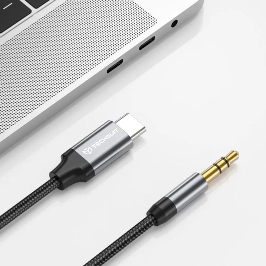 Audiojohto USB-C - 3.5mm Techsuit AC11 FuseXound, 0.5m, Harmaa