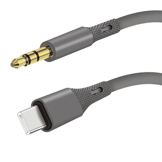 USB-C - 3.5mm Techsuit AC4 SoundFlex -audiokaapeli, 1m, Harmaa
