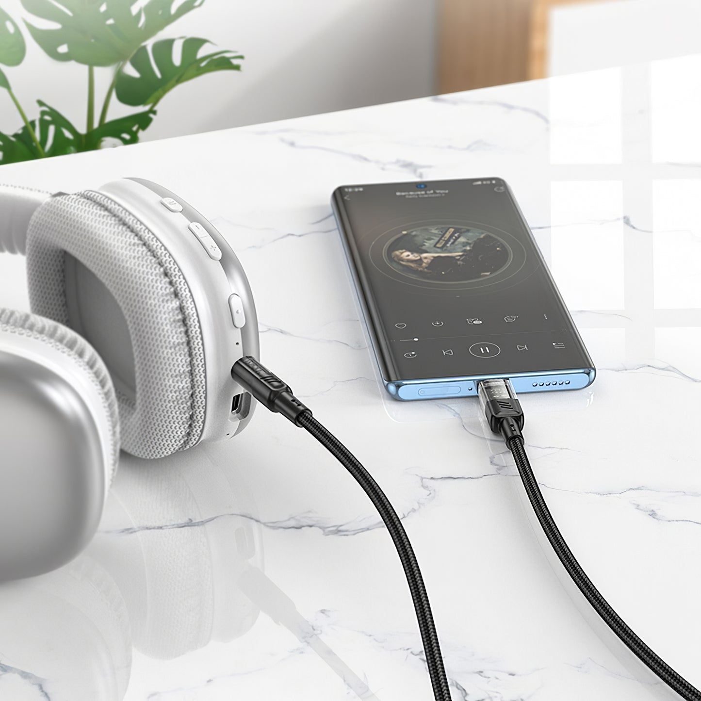 USB-C - 3,5 mm HOCO UPA27 -audiokaapeli, 1,2 m, musta