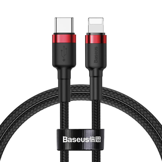 Tieto- ja latauskaapeli USB-C - Lightning Baseus Cafule, 18W, 1m, punainen CATLKLF-91