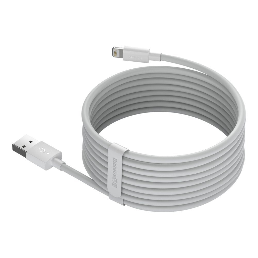 Tieto- ja latauskaapeli USB-A - Lightning Baseus Simple Wisdom, 18W, 1.5m, 2 kpl, valkoinen TZCALZJ-02
