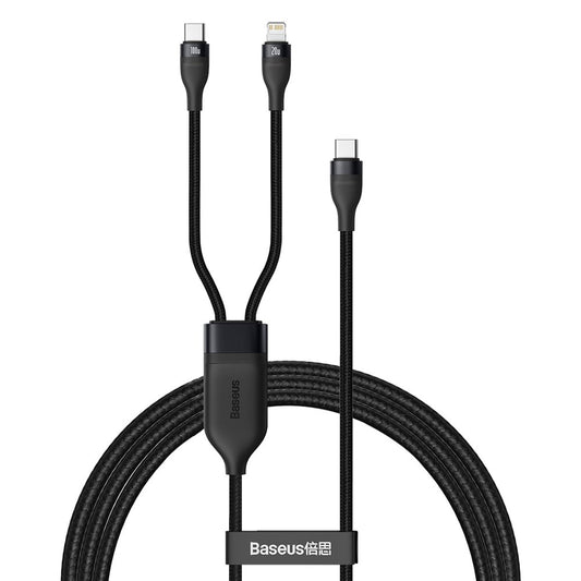 USB-C - Lightning / USB-C Baseus Flash Series 2in1 -kaapeli, 100W, 1.2m, Musta CA1T2-F01
