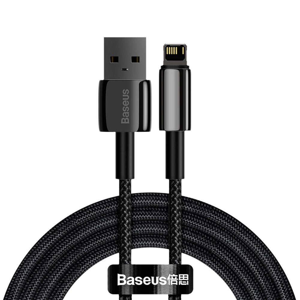 Baseus Tungsten Gold USB-Lightning -lataus- ja tiedonsiirtokaapeli, 2m, 2.4A, Musta CALWJ-A01