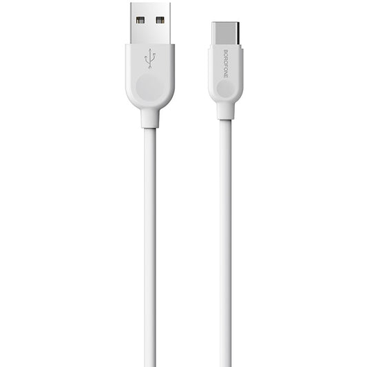Tieto- ja latauskaapeli USB-A - USB-C Borofone BX14 LinkJet, 18W, 1m, valkoinen