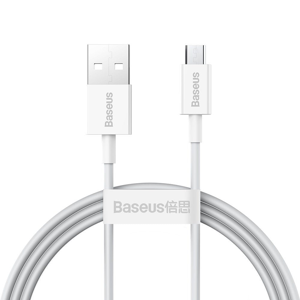 USB-A - microUSB Baseus Superior Series -tietojen siirto- ja latauskaapeli, 18W, 1m, valkoinen CAMYS-02
