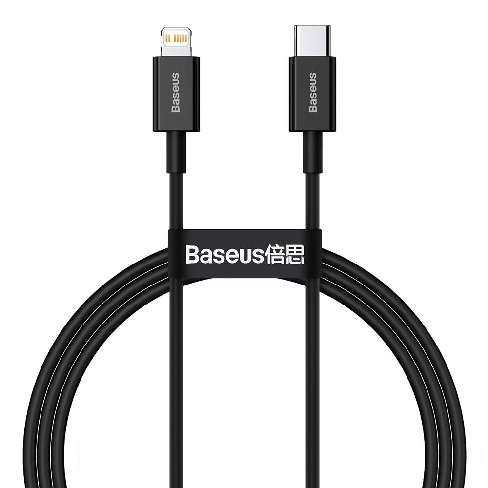 USB-C - Lightning -tietojen siirto- ja latauskaapeli Baseus Superior Series, 20W, 1m, musta CATLYS-A01