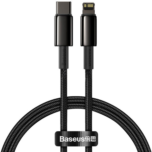 Tieto- ja latauskaapeli USB-C - Lightning Baseus Tungsten Tungsten Gold, 20W, 1m, musta CATLWJ-01 CATLWJ-01 CATLWJ-01