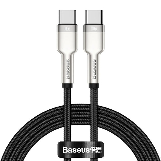 USB-C - USB-C Baseus Cafule -data- ja latauskaapeli, 100W, 2m, Musta CATJK-D01