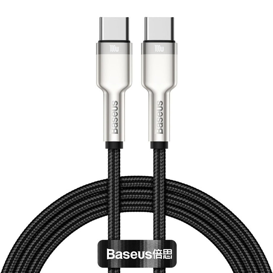 USB-C data- ja latauskaapeli - USB-C Baseus Cafule Metal Series, 100W, 1m, musta CATJK-C01
