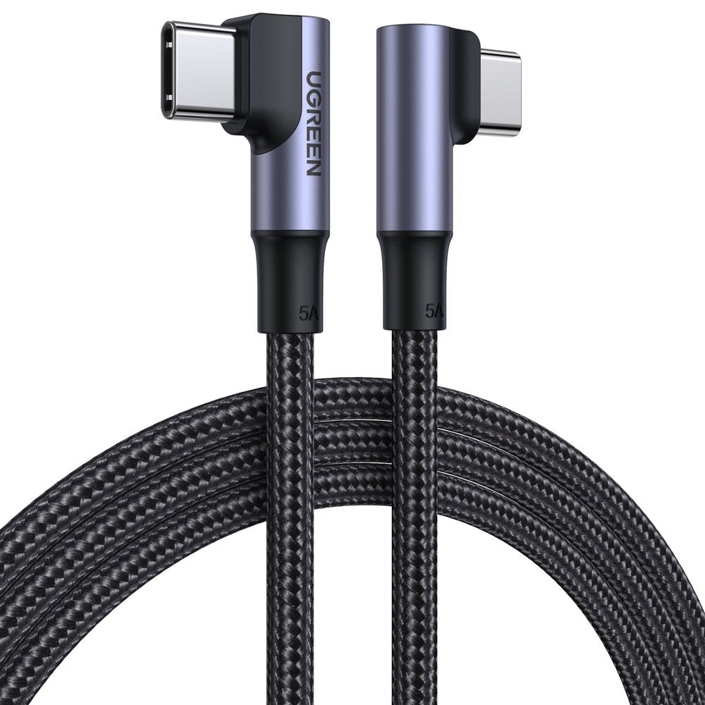 USB-C data- ja latauskaapeli - USB-C UGREEN US335 Kulmikas, 100W, 1m, musta
