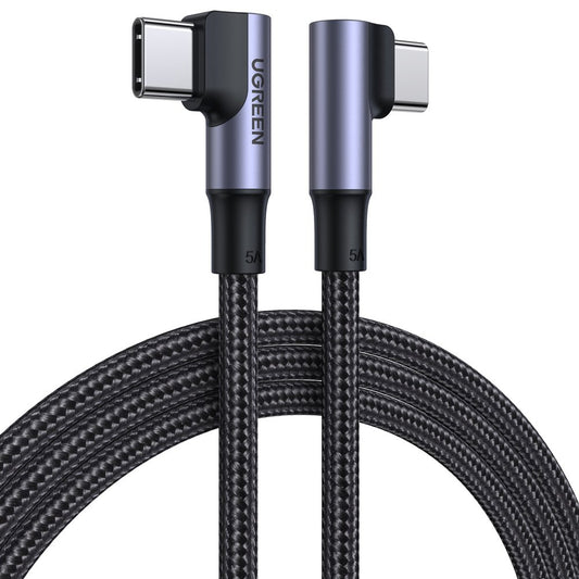 USB-C data- ja latauskaapeli - USB-C UGREEN US335 Kulmikas, 100W, 1m, musta