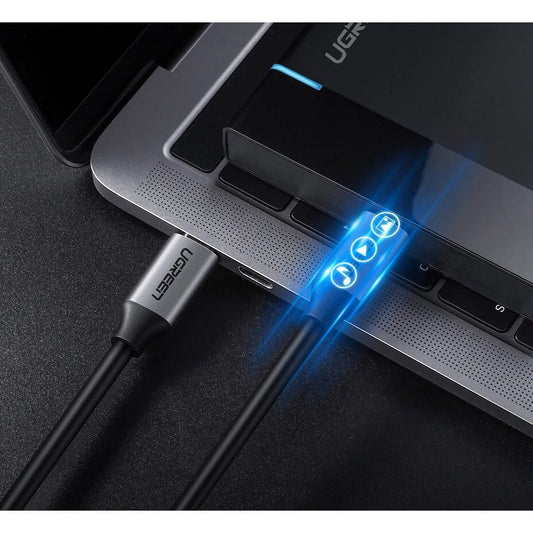 USB-C data- ja latauskaapeli - USB-C UGREEN USB-C US161, 60W, 1,5m, harmaa