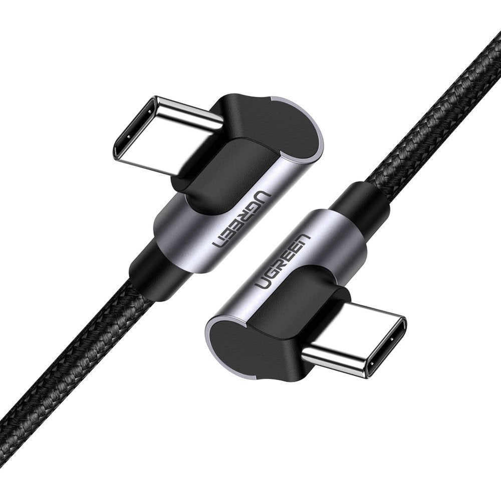 USB-C data- ja latauskaapeli - USB-C UGREEN US323 USB-C kulma, 60W, 1m, musta
