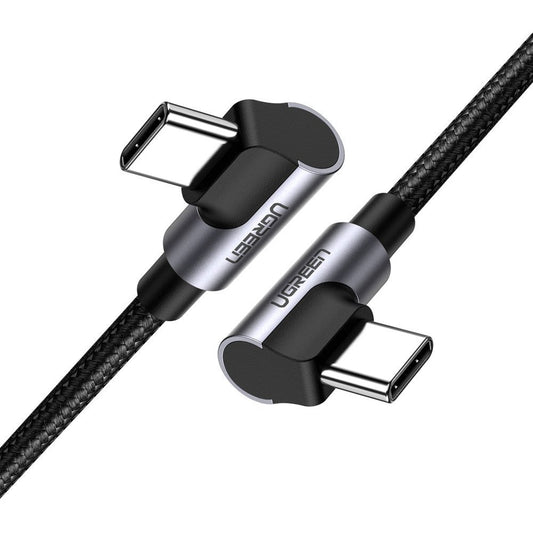 USB-C data- ja latauskaapeli - USB-C UGREEN US323 USB-C kulma, 60W, 1m, musta