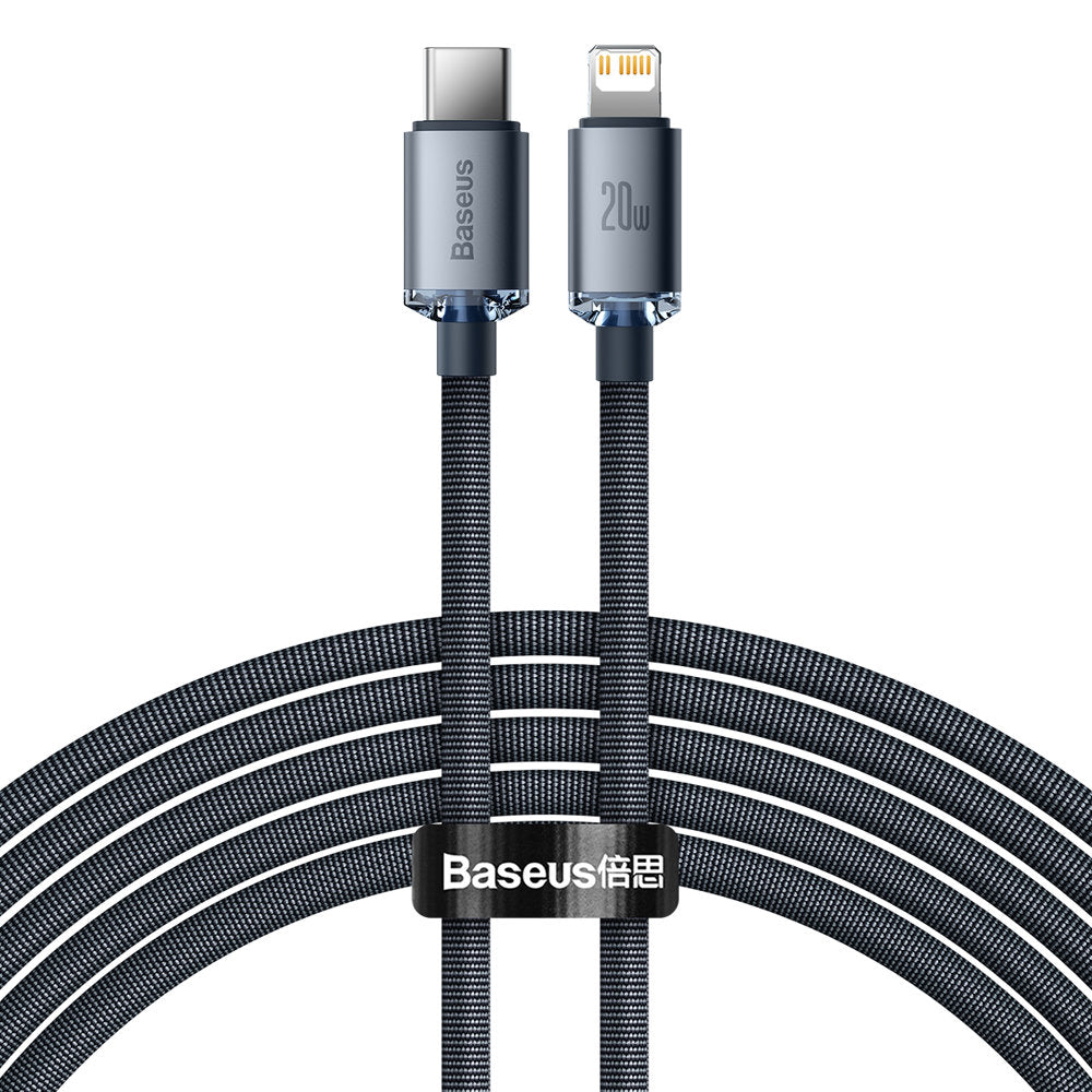 Baseus Crystal Shine -sarjan USB-C - Lightning data- ja latauskaapeli, 20W, 2m, musta CAJYY000301